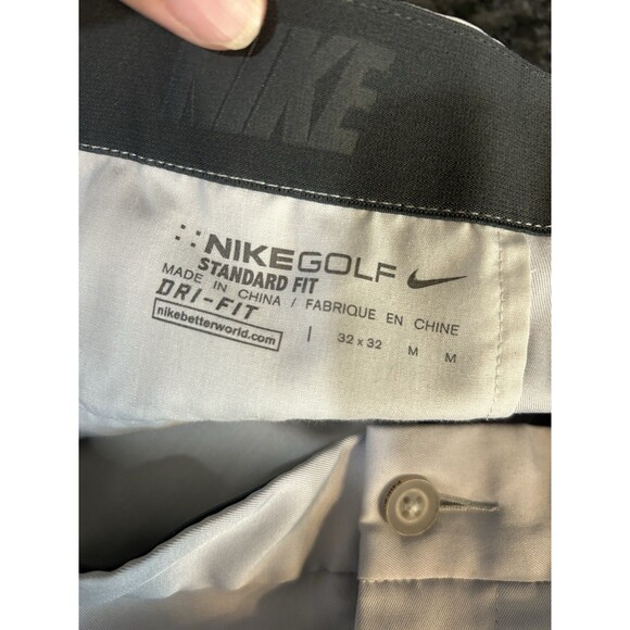 Nike Golf Dri Fit Stretch Straight Leg Flat Front Pants Size 32 X 32 Light Gray - Picture 2 of 5
